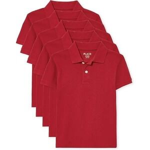 The Childrens Place Boys Red Pique‎ Polo Shirt 5-Pack Classic Red Size XL 14